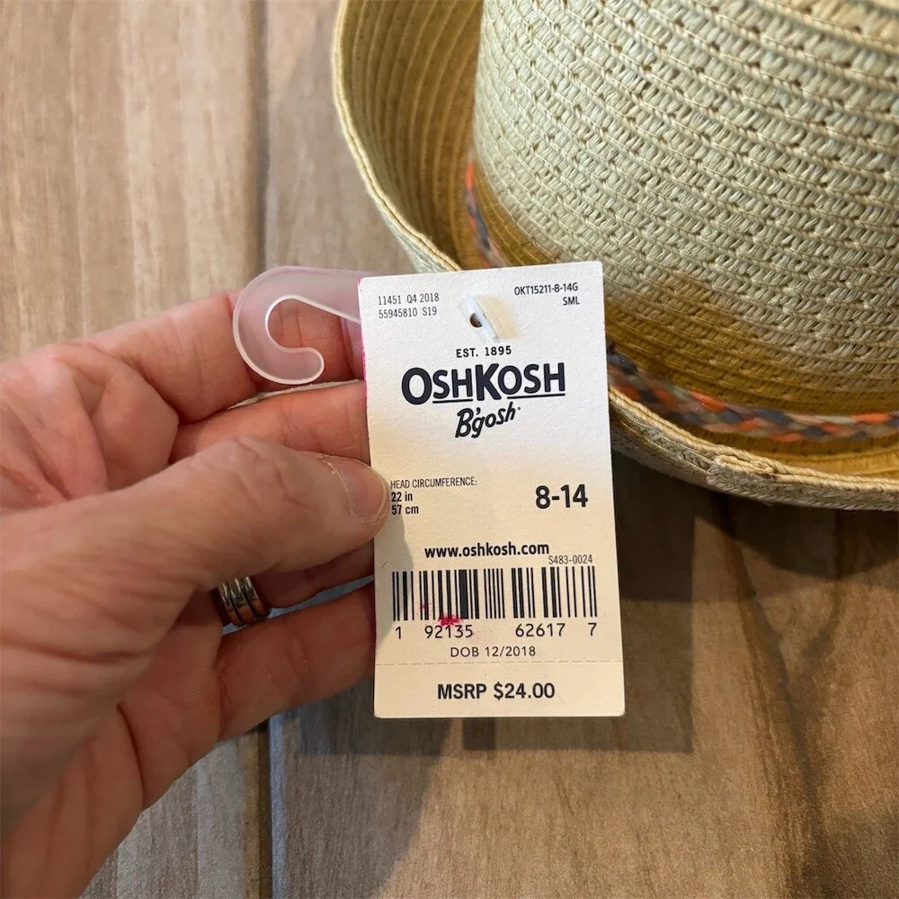 OshKosh B'gosh Fedora Hat Unisex Kids Tan Braided Band Size 8-10